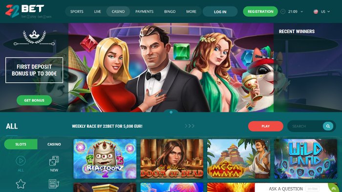 22Bet casino screenshot