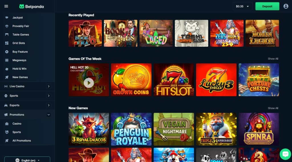 Betpanda casino screenshot