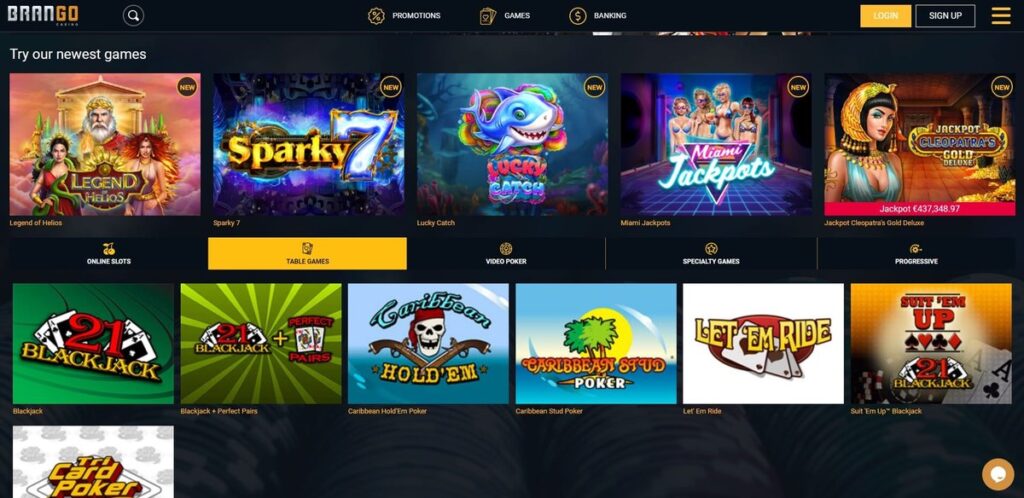 Brango casino screenshot