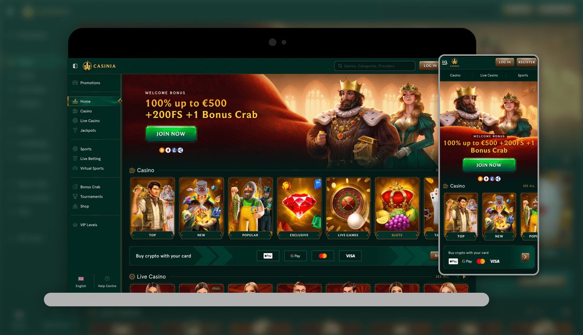 Casinia casino screenshot