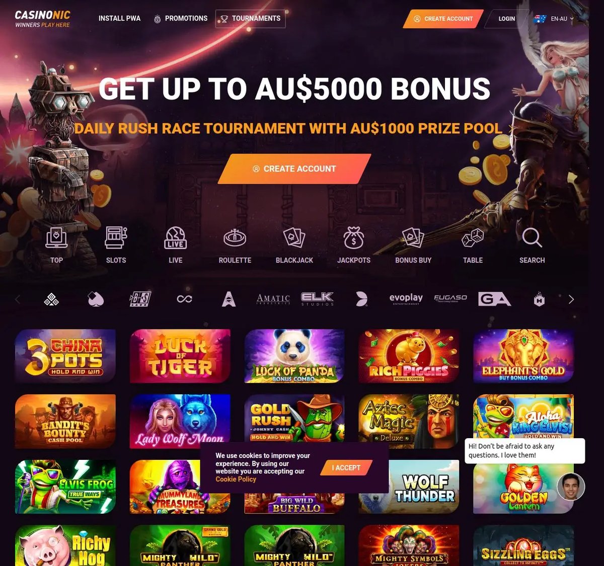 Casinonic casino screenshot