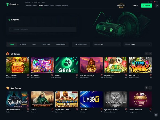 Gamdom casino screenshot