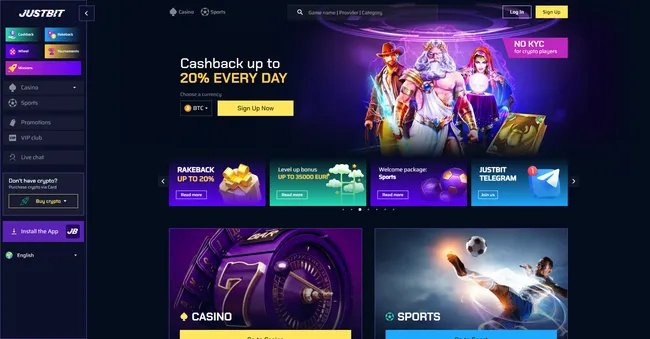 Justbit casino screenshot