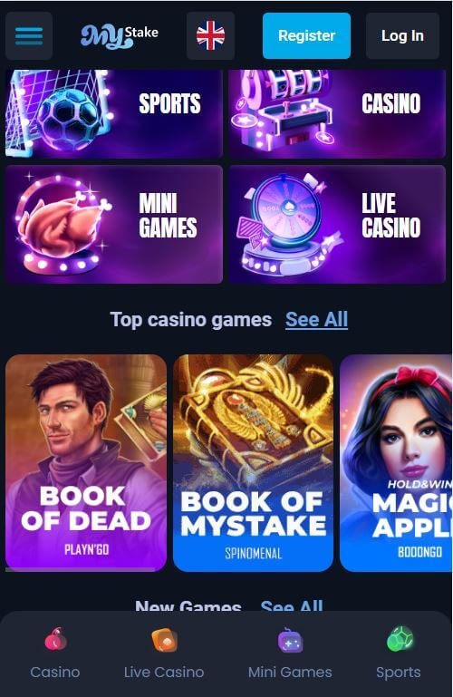 MyStake casino screenshot