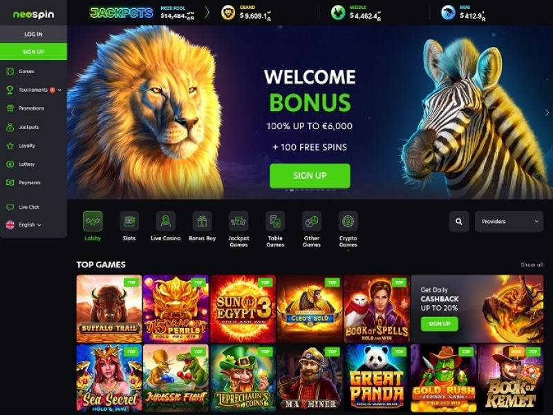 Neospin casino screenshot