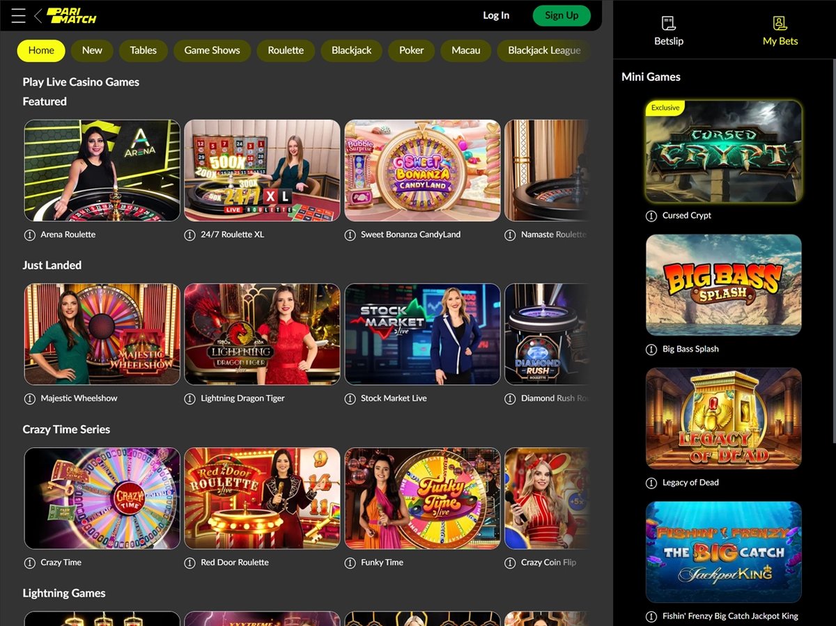 Parimatch casino screenshot