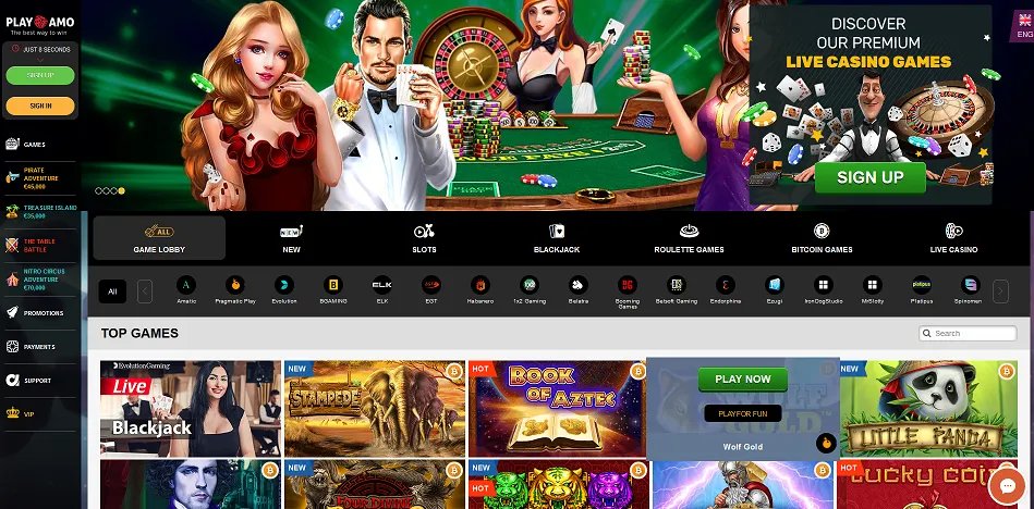 Playamo casino screenshot