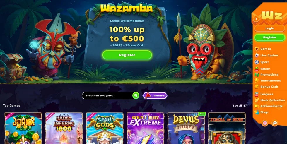 Wazamba casino screenshot